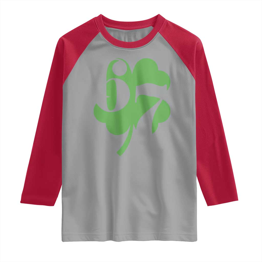 Funny St Patricks Day 67 Six Seven Meme Shamrock Raglan Shirt TS11 Sport Gray Red Print Your Wear