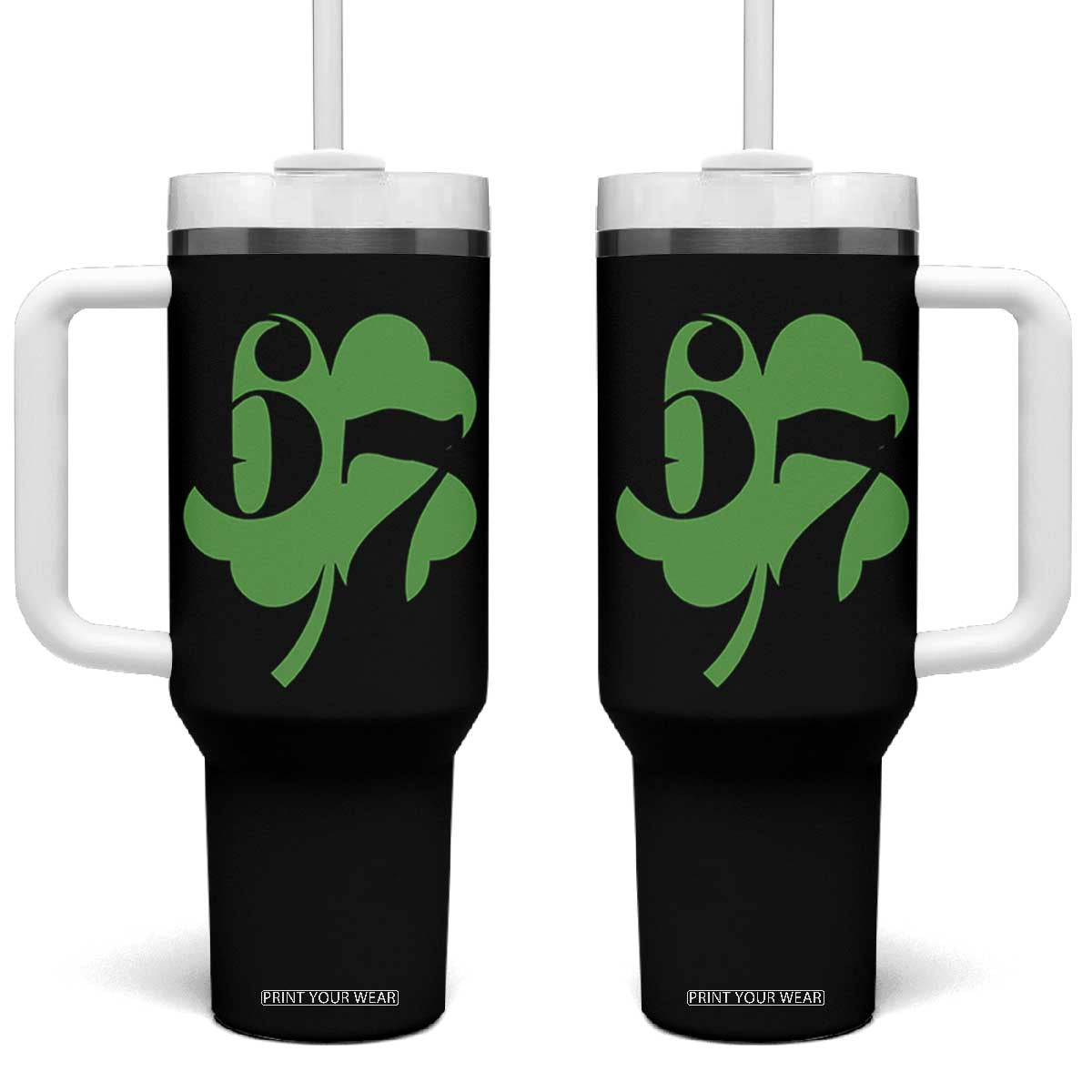 Funny St Patricks Day 67 Six Seven Meme Shamrock Tumbler With Handle TS11 One Size: 40 oz Black Print Your Wear
