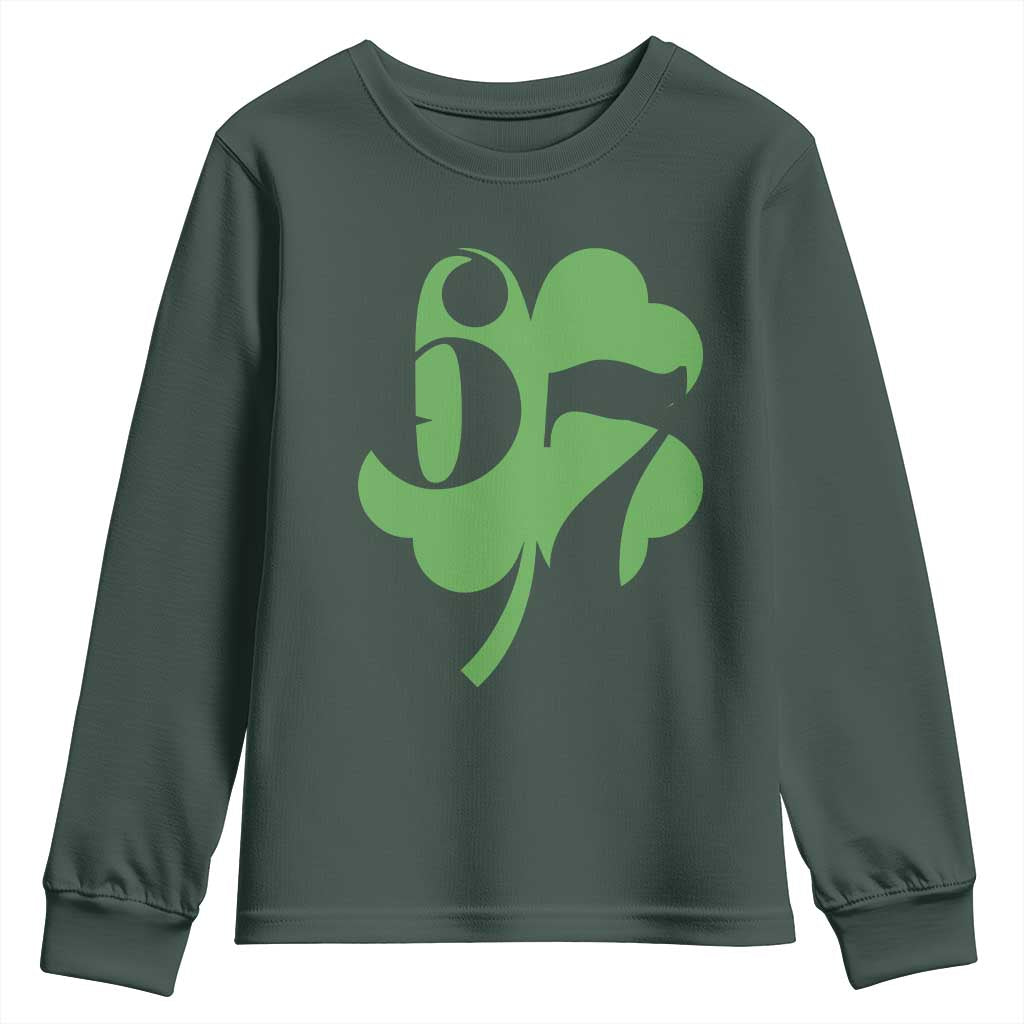 Funny St Patricks Day 67 Six Seven Meme Shamrock Youth Sweatshirt TS11 Dark Forest Green Print Your Wear