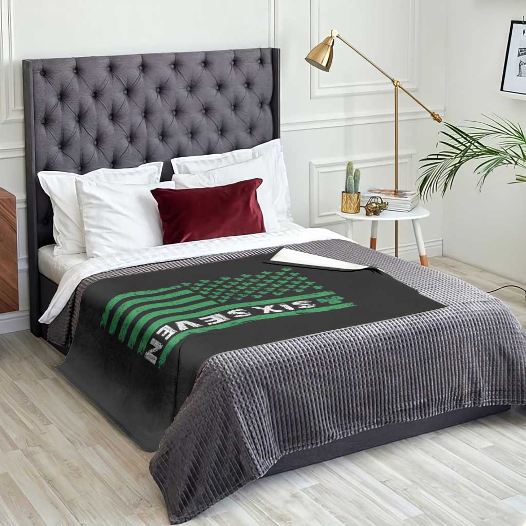 Six Seven 67 St Patricks Day Shamrock Vintage American Flag Throw Blanket TS11 Print Your Wear