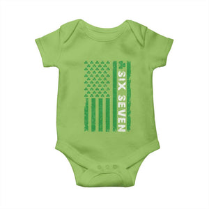 Six Seven 67 St Patricks Day Shamrock Vintage American Flag Baby Onesie TS11 Lime Print Your Wear