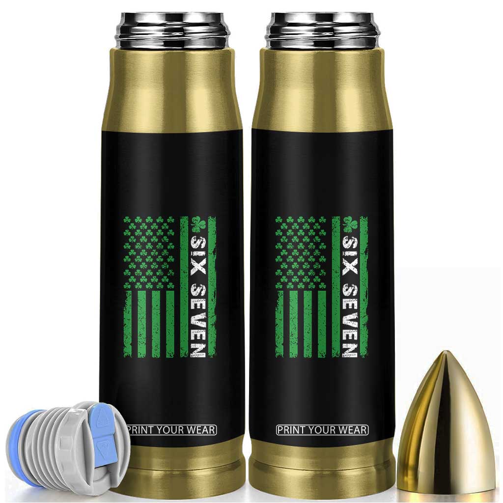 Six Seven 67 St Patricks Day Shamrock Vintage American Flag Bullet Tumbler TS11 Black Print Your Wear