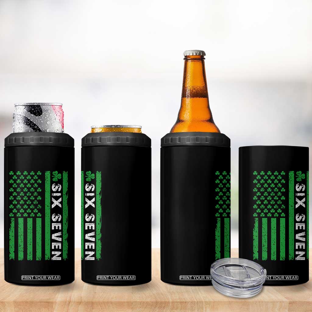 Six Seven 67 St Patricks Day Shamrock Vintage American Flag 4 in 1 Can Cooler Tumbler TS11 Print Your Wear