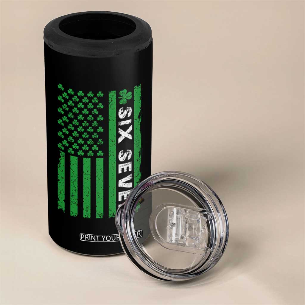 Six Seven 67 St Patricks Day Shamrock Vintage American Flag 4 in 1 Can Cooler Tumbler TS11 Print Your Wear