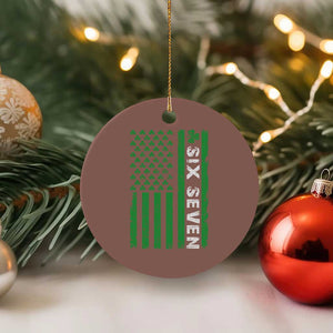 Six Seven 67 St Patricks Day Shamrock Vintage American Flag Ceramic Ornament TS11 1pc Mocha Print Your Wear