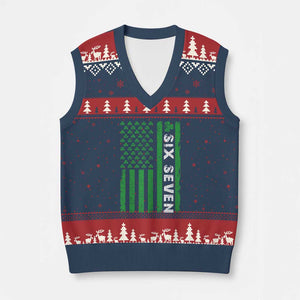 Six Seven 67 St Patricks Day Shamrock Vintage American Flag V-Neck Knit Sweater Vest TS11 Navy Red Print Your Wear