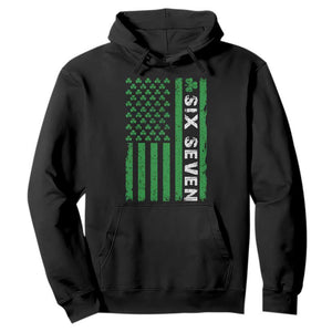 Six Seven 67 St Patricks Day Shamrock Vintage American Flag Hoodie TS11 Black Print Your Wear