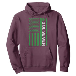 Six Seven 67 St Patricks Day Shamrock Vintage American Flag Hoodie TS11 Maroon Print Your Wear