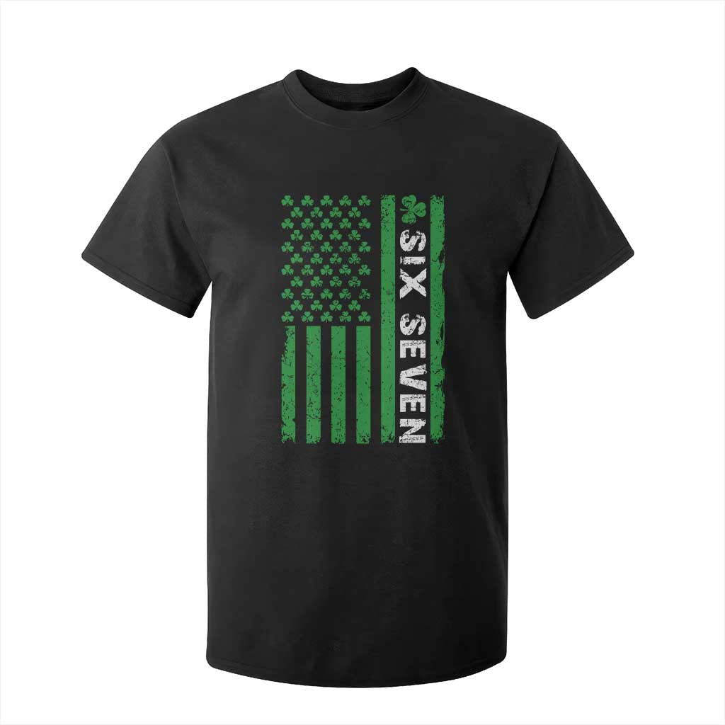 Six Seven 67 St Patricks Day Shamrock Vintage American Flag T Shirt For Kid TS11 Black Print Your Wear