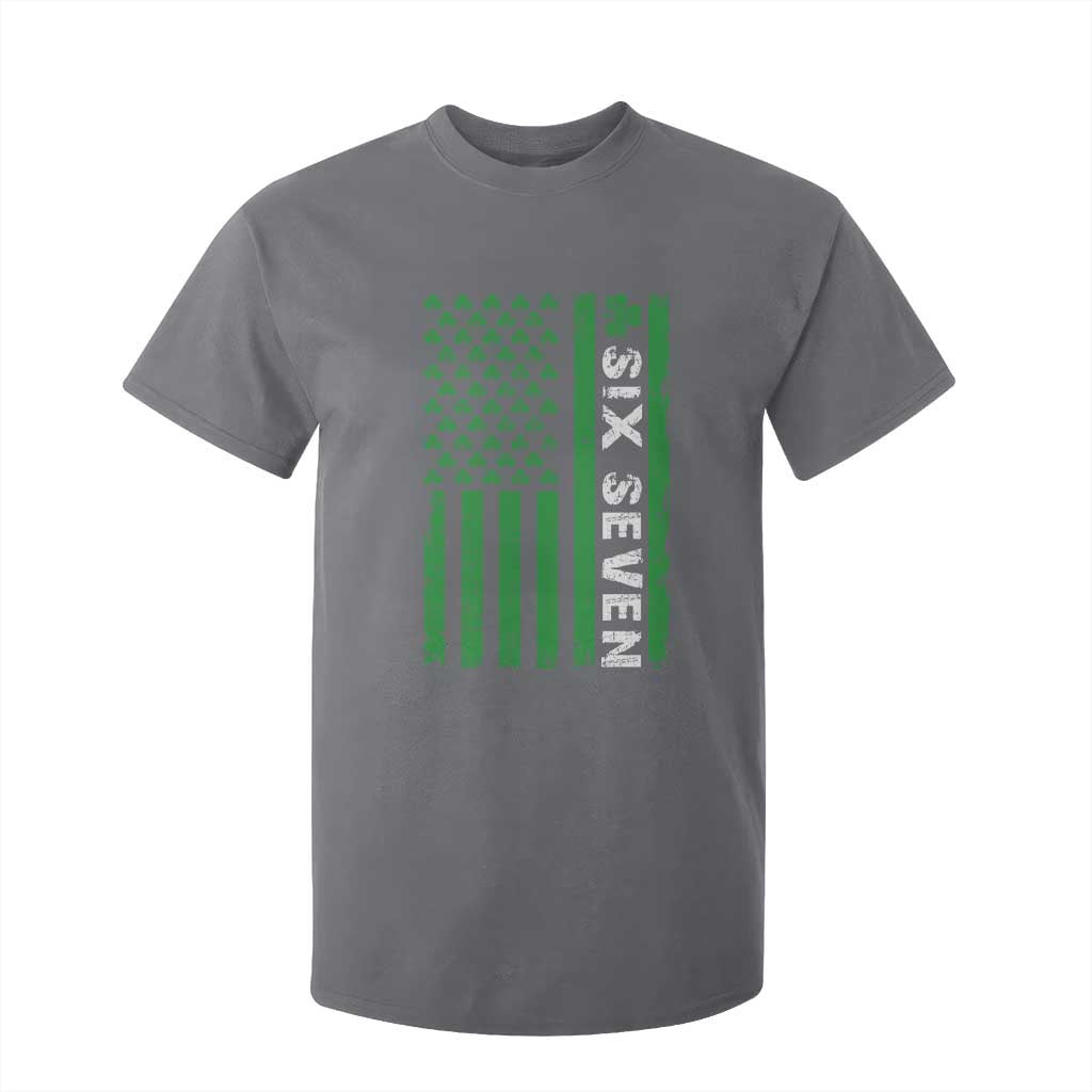 Six Seven 67 St Patricks Day Shamrock Vintage American Flag T Shirt For Kid TS11 Charcoal Print Your Wear
