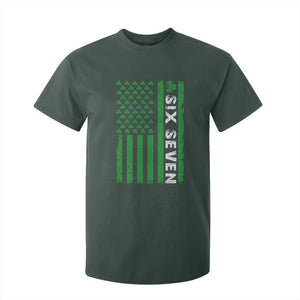 Six Seven 67 St Patricks Day Shamrock Vintage American Flag T Shirt For Kid TS11 Dark Forest Green Print Your Wear