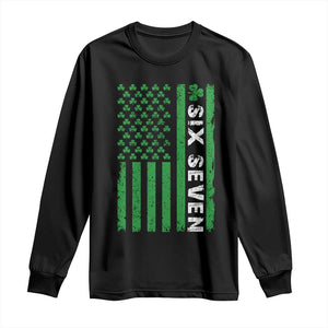 Six Seven 67 St Patricks Day Shamrock Vintage American Flag Long Sleeve Shirt TS11 Black Print Your Wear