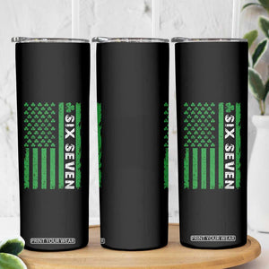 Six Seven 67 St Patricks Day Shamrock Vintage American Flag Skinny Tumbler TS11 Print Your Wear