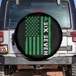 Six Seven 67 St Patricks Day Shamrock Vintage American Flag Spare Tire Cover TS11 No hole Black Print Your Wear