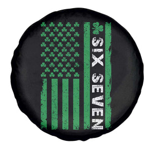 Six Seven 67 St Patricks Day Shamrock Vintage American Flag Spare Tire Cover TS11 Print Your Wear