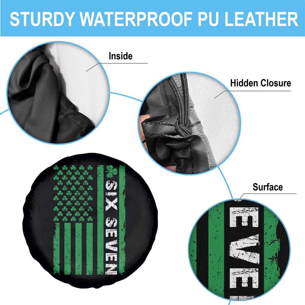 Six Seven 67 St Patricks Day Shamrock Vintage American Flag Spare Tire Cover TS11 Print Your Wear