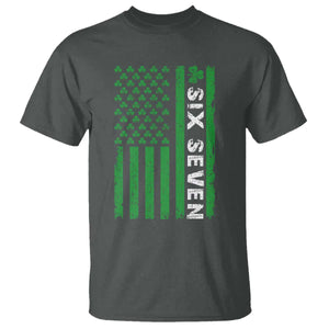 Six Seven 67 St Patricks Day Shamrock Vintage American Flag T Shirt TS11 Dark Heather Print Your Wear