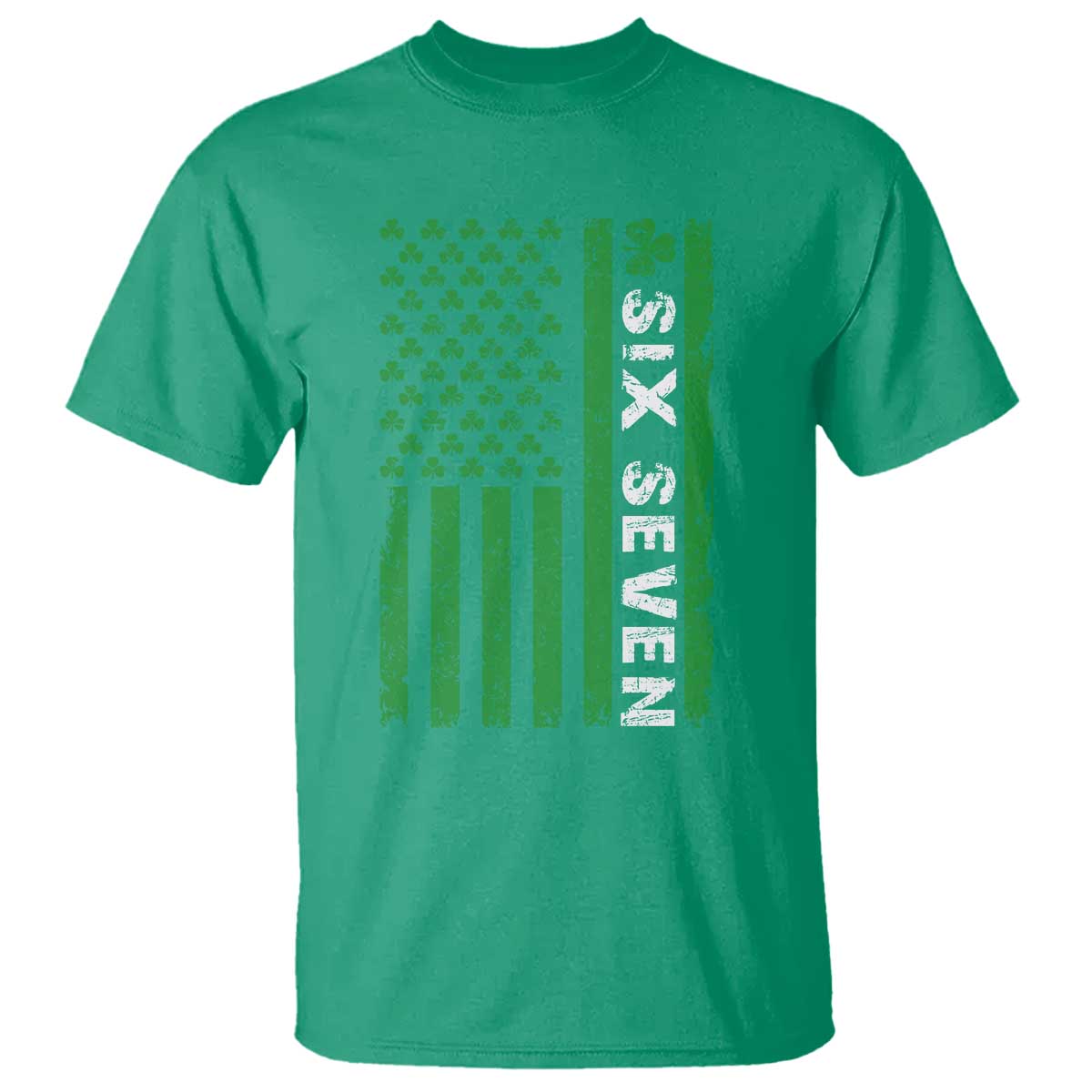 Six Seven 67 St Patricks Day Shamrock Vintage American Flag T Shirt TS11 Irish Green Print Your Wear