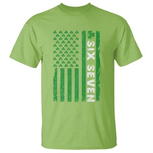 Six Seven 67 St Patricks Day Shamrock Vintage American Flag T Shirt TS11 Lime Print Your Wear