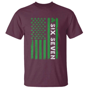 Six Seven 67 St Patricks Day Shamrock Vintage American Flag T Shirt TS11 Maroon Print Your Wear