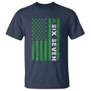Six Seven 67 St Patricks Day Shamrock Vintage American Flag T Shirt TS11 Navy Print Your Wear