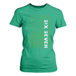 Six Seven 67 St Patricks Day Shamrock Vintage American Flag T Shirt For Women TS11 Irish Green Print Your Wear