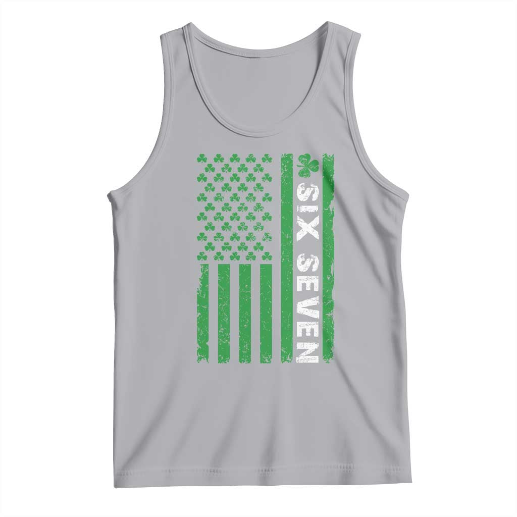 Six Seven 67 St Patricks Day Shamrock Vintage American Flag Tank Top TS11 Athletic Heather Print Your Wear