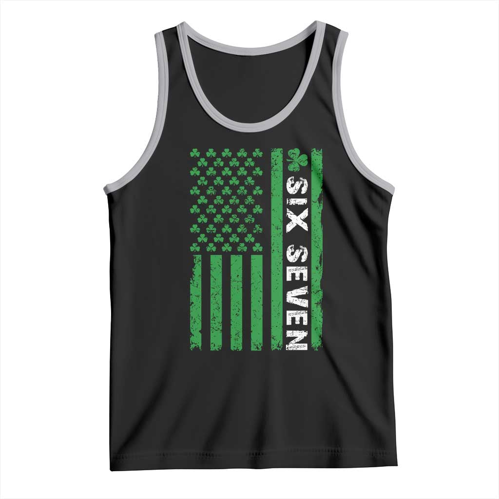 Six Seven 67 St Patricks Day Shamrock Vintage American Flag Tank Top TS11 Black Athletic Heather Print Your Wear