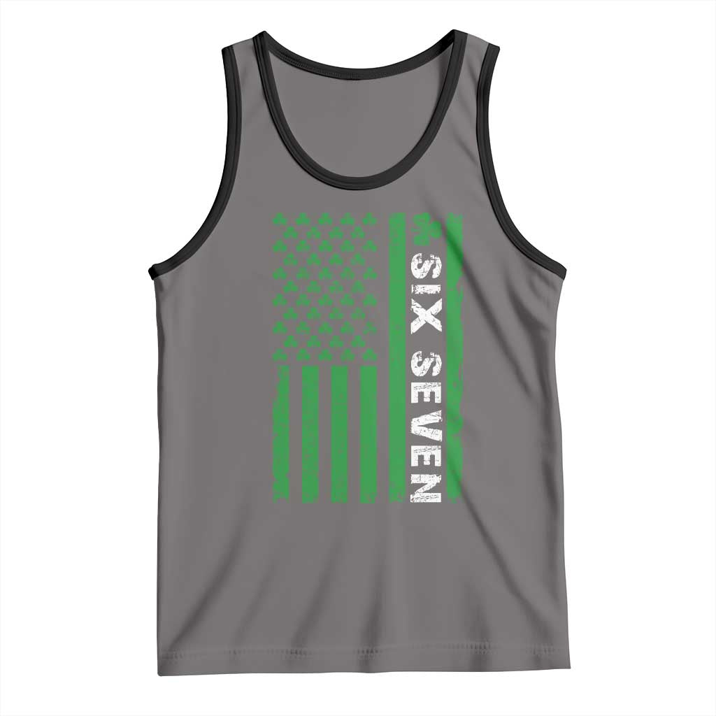 Six Seven 67 St Patricks Day Shamrock Vintage American Flag Tank Top TS11 Deep Heather Black Print Your Wear