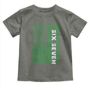 Six Seven 67 St Patricks Day Shamrock Vintage American Flag Toddler T Shirt TS11 Military Green Print Your Wear