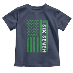 Six Seven 67 St Patricks Day Shamrock Vintage American Flag Toddler T Shirt TS11 Navy Print Your Wear