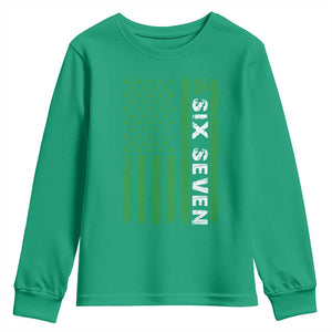 Six Seven 67 St Patricks Day Shamrock Vintage American Flag Youth Sweatshirt TS11 Irish Green Print Your Wear