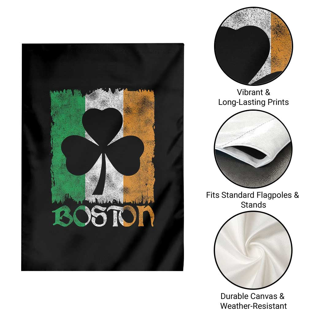 Boston St Patricks Day Garden Flag Distressed Shamrock Vintage Irish Flag TS11 Print Your Wear