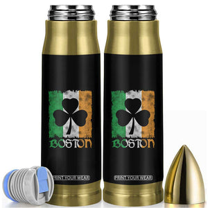 Boston St Patricks Day Bullet Tumbler Distressed Shamrock Vintage Irish Flag TS11 Black Print Your Wear