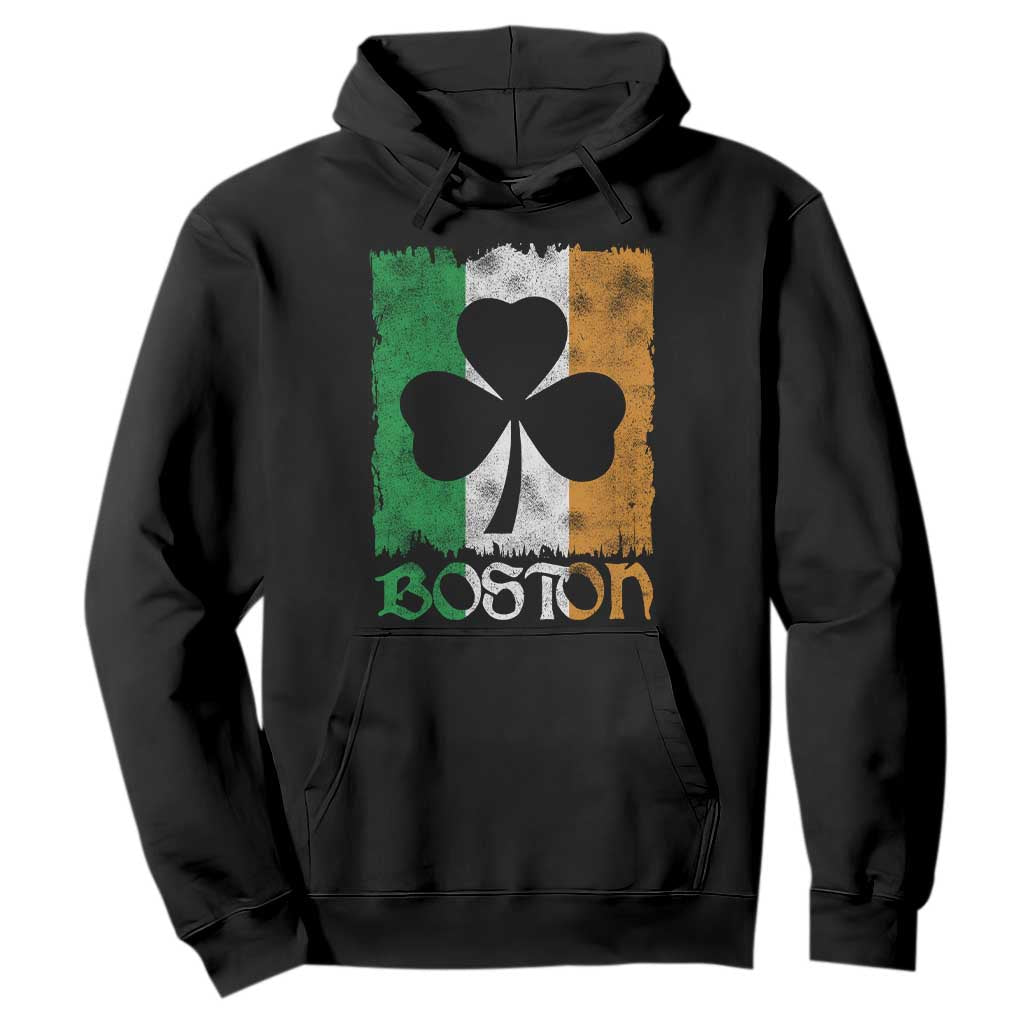 Boston St Patricks Day Hoodie Distressed Shamrock Vintage Irish Flag TS11 Black Print Your Wear
