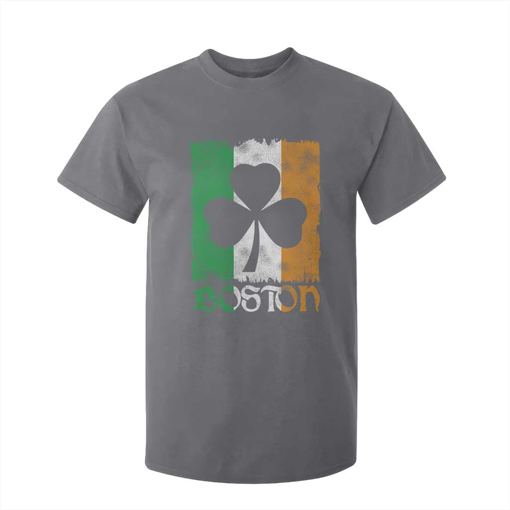 Boston St Patricks Day T Shirt For Kid Distressed Shamrock Vintage Irish Flag TS11 Charcoal Print Your Wear