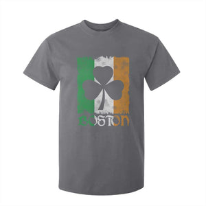 Boston St Patricks Day T Shirt For Kid Distressed Shamrock Vintage Irish Flag TS11 Charcoal Print Your Wear