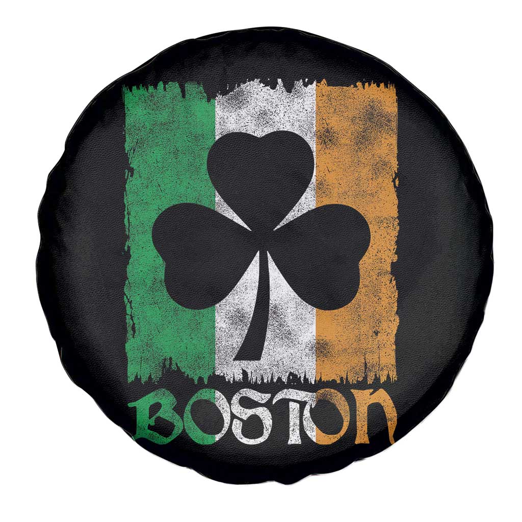 Boston St Patricks Day Spare Tire Cover Distressed Shamrock Vintage Irish Flag TS11 Print Your Wear