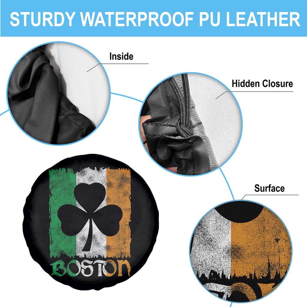Boston St Patricks Day Spare Tire Cover Distressed Shamrock Vintage Irish Flag TS11 Print Your Wear
