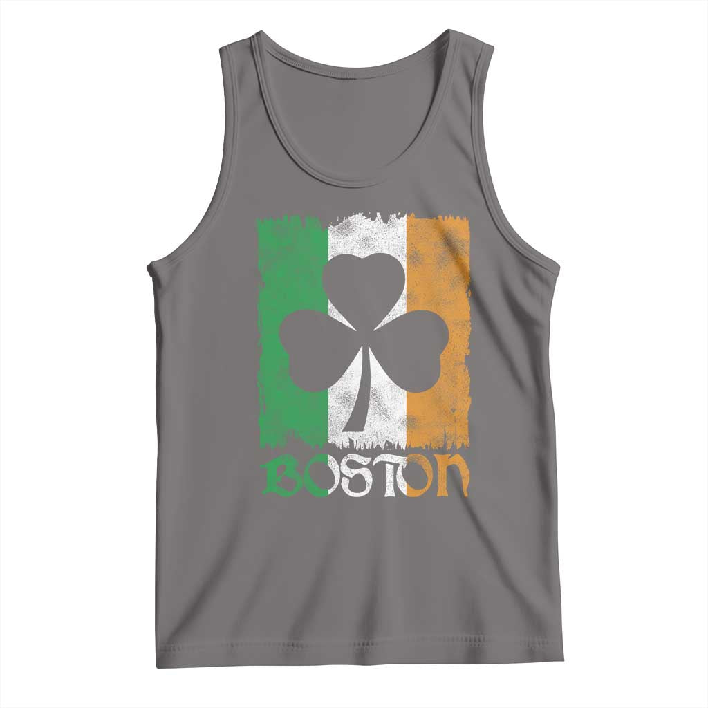Boston St Patricks Day Tank Top Distressed Shamrock Vintage Irish Flag TS11 Deep Heather Print Your Wear