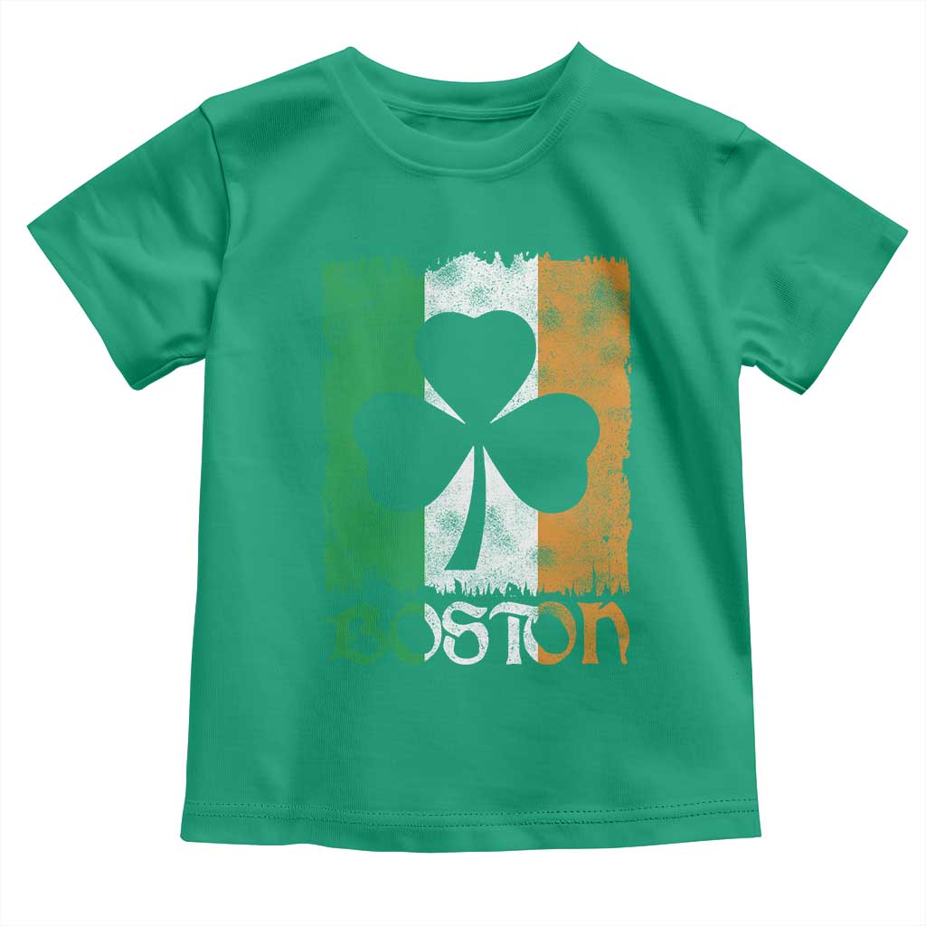 Boston St Patricks Day Toddler T Shirt Distressed Shamrock Vintage Irish Flag TS11 Irish Green Print Your Wear