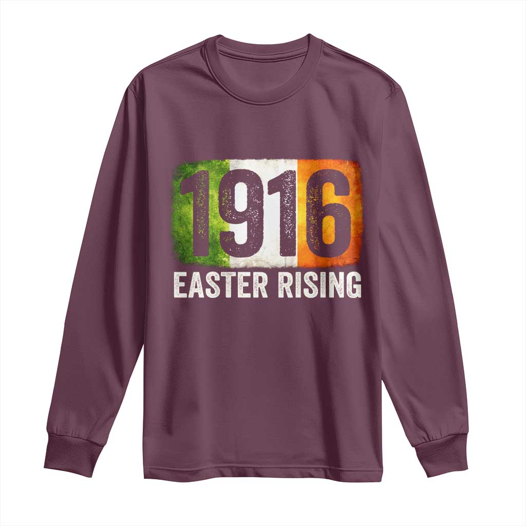 Ireland Easter Rising 1916 Long Sleeve Shirt Irish Rebellion Vintage Flag TS11 Maroon Print Your Wear