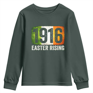 Ireland Easter Rising 1916 Youth Sweatshirt Irish Rebellion Vintage Flag TS11 Dark Forest Green Print Your Wear