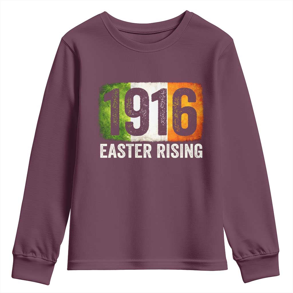 Ireland Easter Rising 1916 Youth Sweatshirt Irish Rebellion Vintage Flag TS11 Maroon Print Your Wear