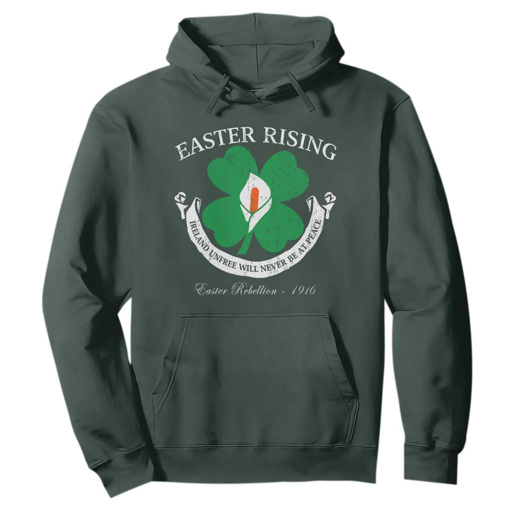 Easter Rising Hoodie Ireland Unfree Will Never Be At Peace 1916 Irish Rebellions TS11 Dark Forest Green Print Your Wear
