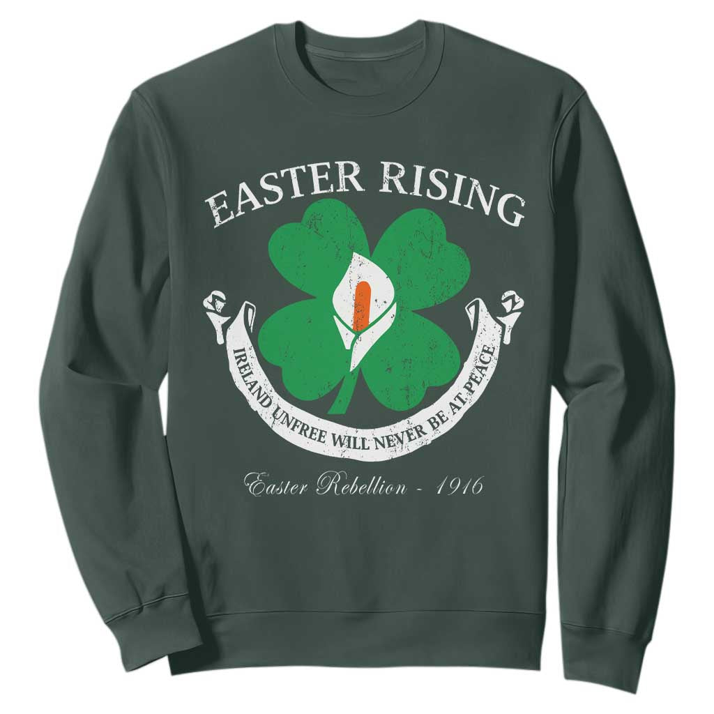 Easter Rising Sweatshirt Ireland Unfree Will Never Be At Peace 1916 Irish Rebellions TS11 Dark Forest Green Print Your Wear