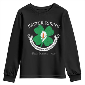 Easter Rising Youth Sweatshirt Ireland Unfree Will Never Be At Peace 1916 Irish Rebellions TS11 Black Print Your Wear