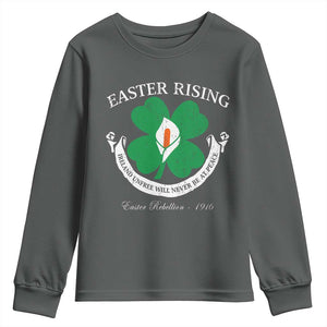 Easter Rising Youth Sweatshirt Ireland Unfree Will Never Be At Peace 1916 Irish Rebellions TS11 Dark Heather Print Your Wear