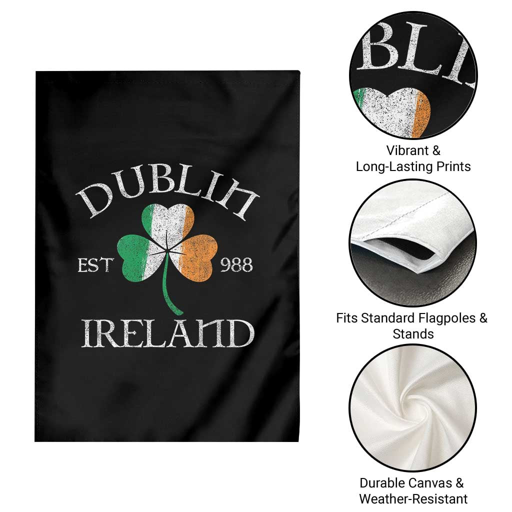 Dublin Ireland Est 988 Garden Flag St Patricks Day Shamrock Leaf TS11 Print Your Wear