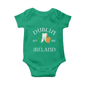 Dublin Ireland Est 988 Baby Onesie St Patricks Day Shamrock Leaf TS11 Irish Green Print Your Wear